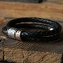 Black Braided Leather And Silver Medical Alert Bracelet, thumbnail 4 of 11