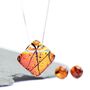 Orange Glass Sterling Silver Pendant Necklace, thumbnail 2 of 12