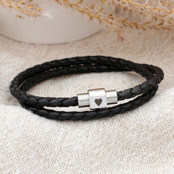 Mens Personalised Symbol Double Leather Bracelet, 4 of 7