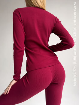 Claret Red Adults Matching Pyjamas | Ribbed Loungewear, 2 of 5