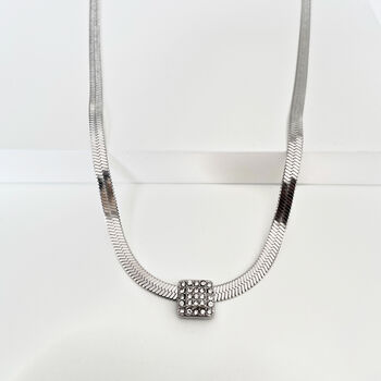 Silver Snake Chain Jewel Necklace, 2 of 2