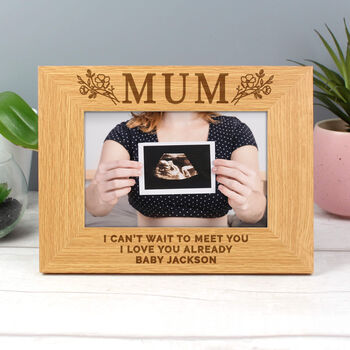 Personalised Floral Mum 6x4 Oak Finish Photo Frame, 4 of 4
