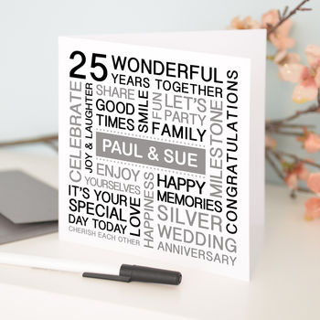 Personalised Silver Wedding Anniversary Card, 2 of 3