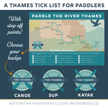 Gift For Paddleboarders – River Thames Map Art Print, 5 of 10