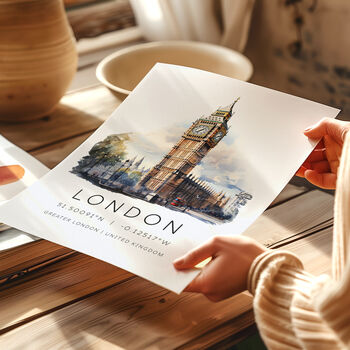 London Travel Print With Map Coordinates, 6 of 7
