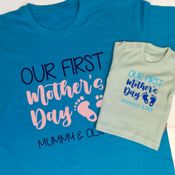 Personalised Our First Mother's Day T Shirt Set, 2 of 9