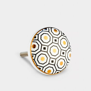 Black, White And Gold Patterned Cupboard Door Knobs, 4 of 8