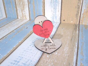 Miniature Stick Person Valentine's Day Wooden Card, 3 of 4