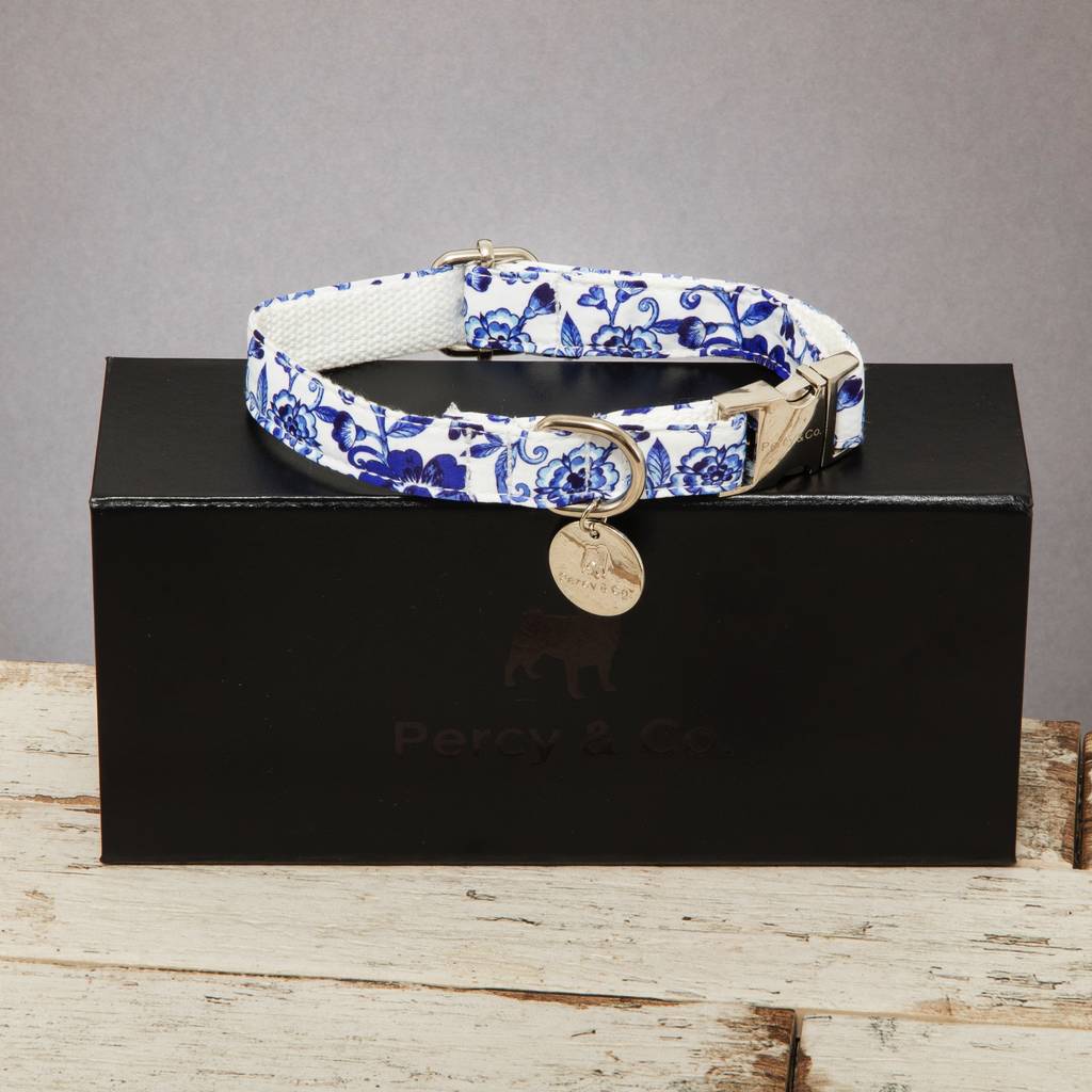 The Richmond Blue And White Floral Dog Collar, 1 of 3