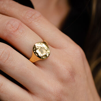 Classic Textured Oval Signet Ring, 3 of 7