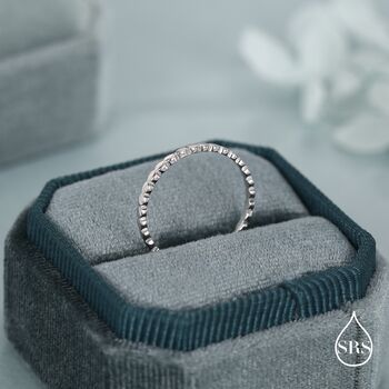 Sterling Silver Beaded Dot Band Ring, 4 of 12