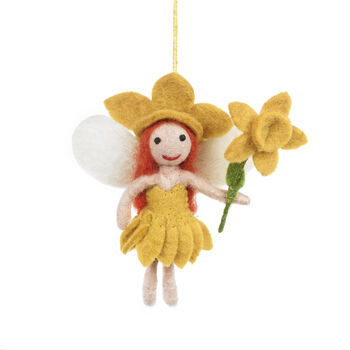 Handmade Felt Daffodil Fairy Hanging Decoration, 2 of 5