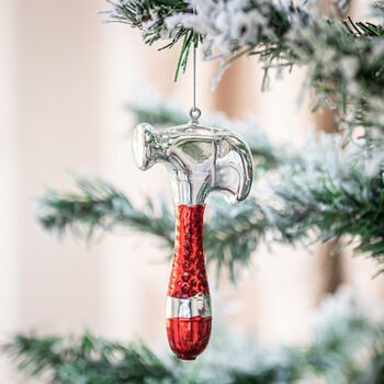 Red And Silver Hammer Shaped Bauble, 3 of 4