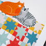 Cats On Patchwork Quilt Art Print, thumbnail 3 of 3