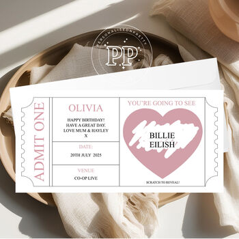 Concert Ticket Scratch Reveal, Personalised Concert Ticket Gift, 2 of 8