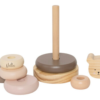 Personalised Wooden Natural Teddy Stacking Toy, 5 of 5