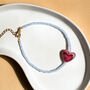 Delicate Blue Bead And Pink Heart Bracelet, thumbnail 2 of 6