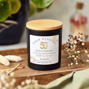 50th Gold Wedding Anniversary Personalised Scented Candle Gift, 5 of 10
