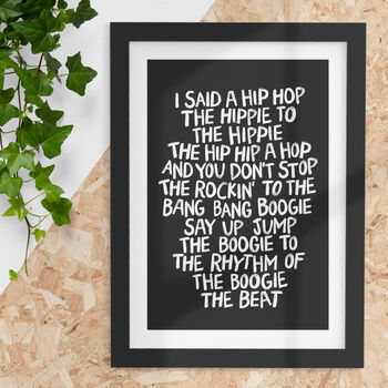Hip Hop Lyrics Print Rap Graffiti Typography Wall Decor, 2 of 5