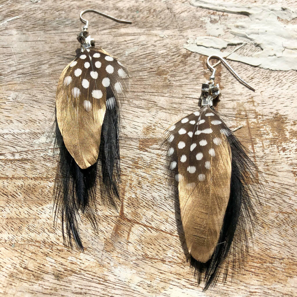 Black And Gold Feather Earrings 'Molly', 1 of 8