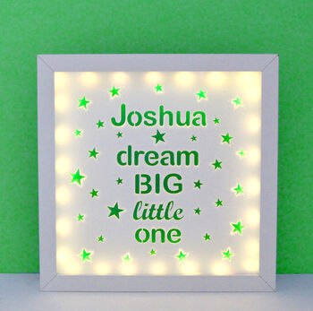 Personalised Dream Big Little One Night Light Box Light, 12 of 12