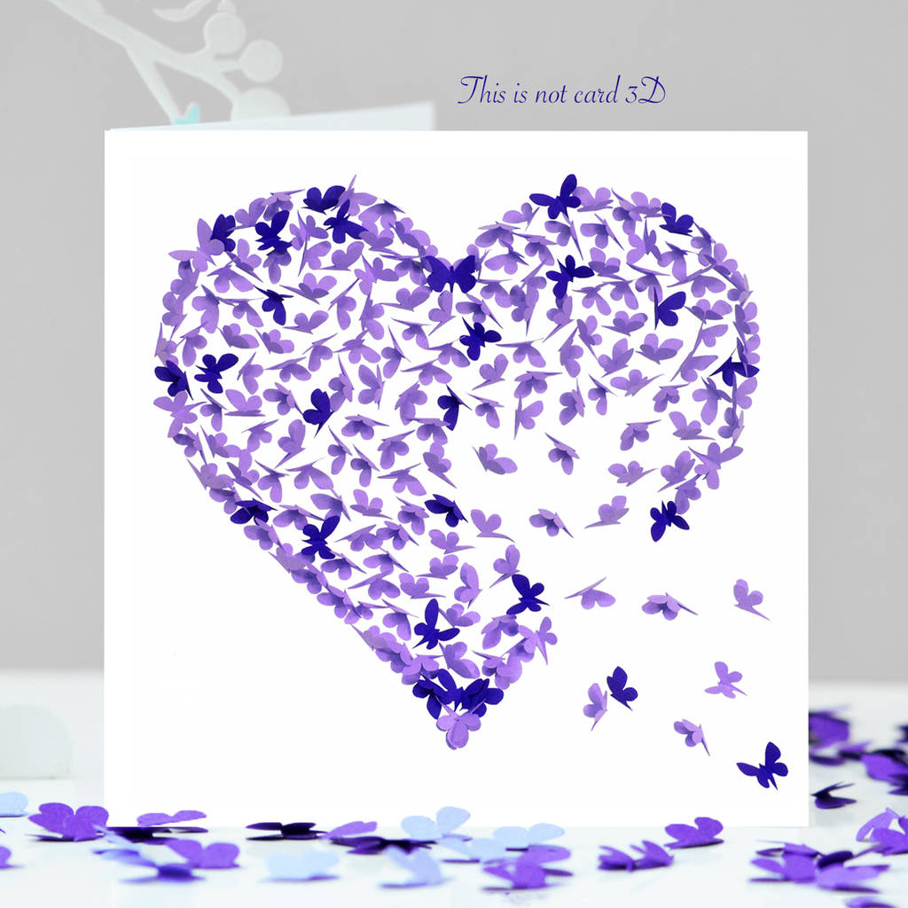 Purple Heart Butterfly Card, Love Card, 1 of 10