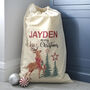 Personalised Christmas Reindeer Cotton Sack, thumbnail 1 of 2