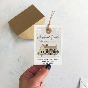 Wedding Venue Bespoke Illustration Luggage Tag, 6 of 12