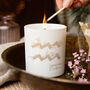 Aquarius Zodiac Birth Flower Personalised Candle Gift, thumbnail 2 of 12