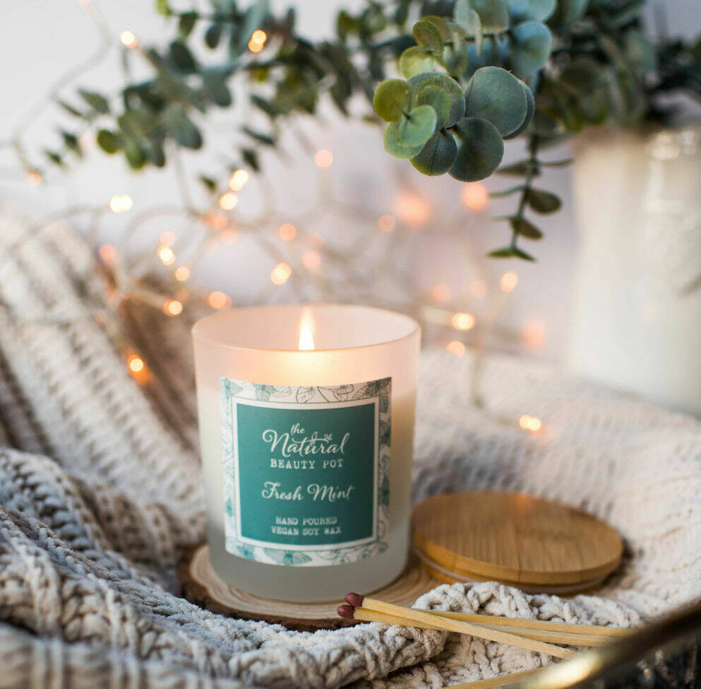 Fresh Mint Soy Wax Candle 30cl, 1 of 3