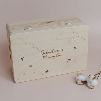 Personalised Memory Box With Bird And Cloud Design, 2 of 7