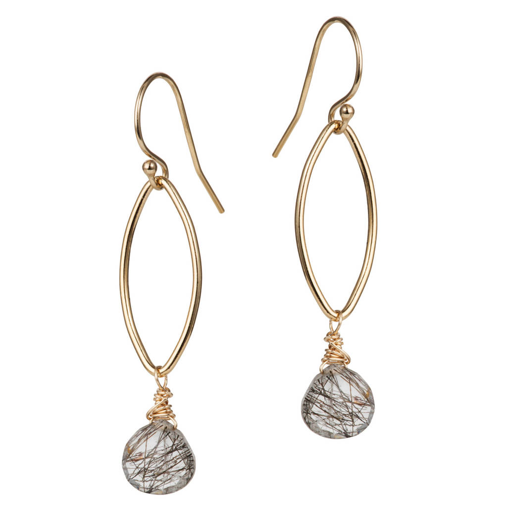 tourmalinated quartz marquise drop earrings by myhartbeading