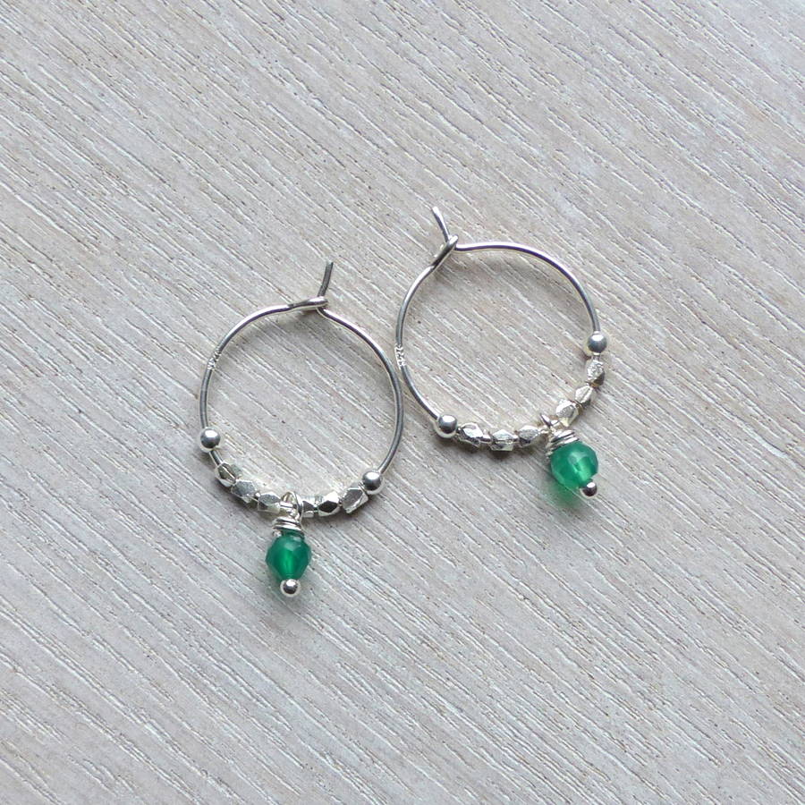 Petite Green Onyx And Fair Trade Bead Hoops By MyHartBeading ...
