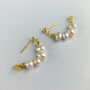 Gold Colour Sterling Silver Pearl Huggie Earrings, thumbnail 4 of 5