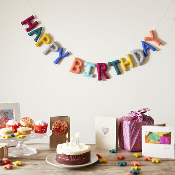 Fair Trade Letter Garland Eco Felt Happy Birthday 200cm, 2 of 7