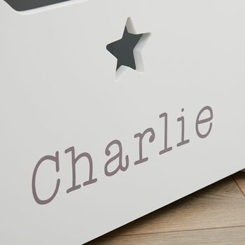 Personalised White Star Design Toy Box, 3 of 4