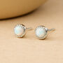 Sterling Silver White Opal Textured Stud Earrings, thumbnail 1 of 8