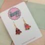 Pink And Gold Christmas Tree Glitter Resin Earrings / Pink Christmas Jewellery / Christmas Gift / Bold Sparkly Pink Holiday Accessory, thumbnail 10 of 12