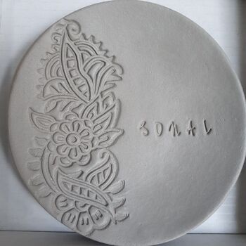 Henna Pattern Personalised Grey Clay Trinket Dish, 4 of 4