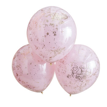 Double Layered Pink And Rose Gold Confetti Balloons, 3 of 3