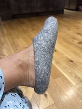 Light Grey 100% Wool Indoor Slippers Made In Nepal, 7 of 7