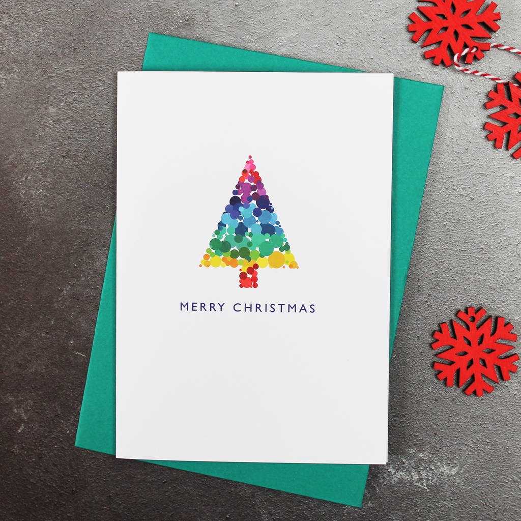 Bright Modern Christmas Tree Cards By Mock Up Designs | notonthehighstreet.com