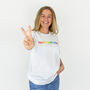 Rainbow 'Peace And Love' Organic T Shirt, thumbnail 6 of 6