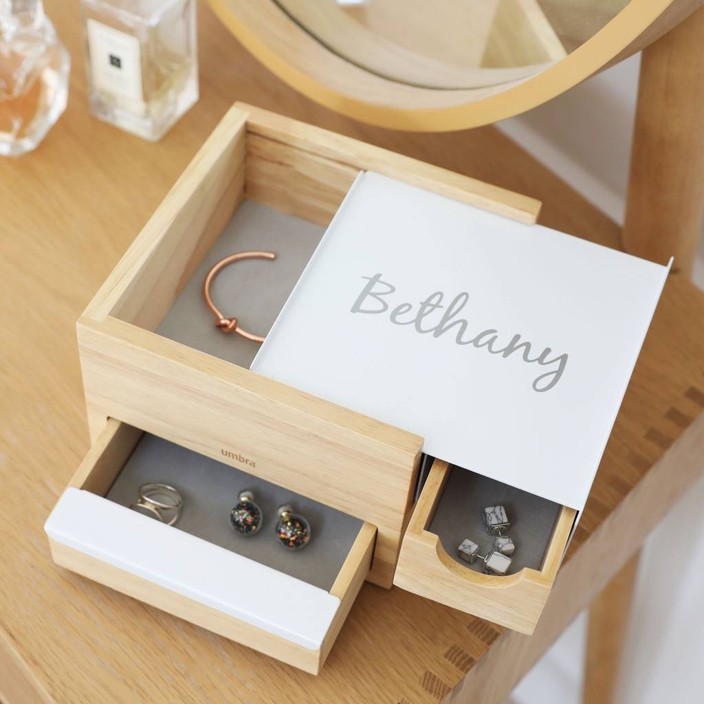 Personalised Umbra Mini Wooden Storage Box In White By Lisa Angel
