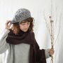 Fair Trade Cable Handknit Wool Jersey Lined Beret Hat, thumbnail 2 of 12