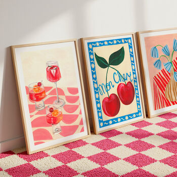 Mon Cheri Cherry Wall Art | Hand Painted Kitchen Print, 7 of 13