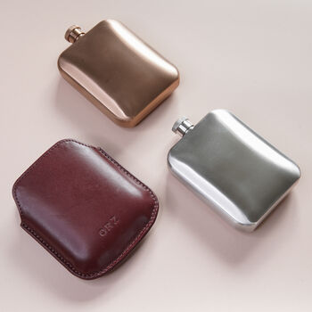 Copper Hip Flask With Vintage Leather Sleeve, 8 of 12