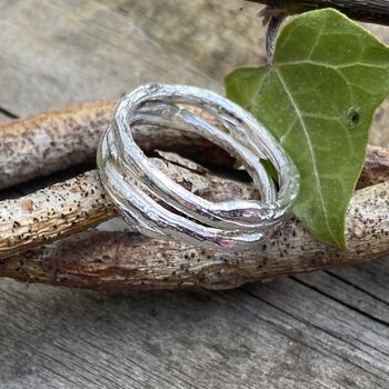 Double Band Silver Willow Ring, 4 of 6