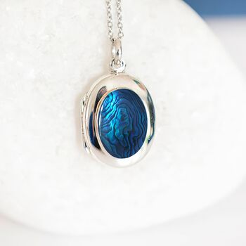 Personalised Sterling Silver Blue Paua Shell Locket, 2 of 10