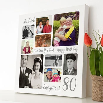 Personalised 80th Birthday Square Photo Collage, 8 of 11